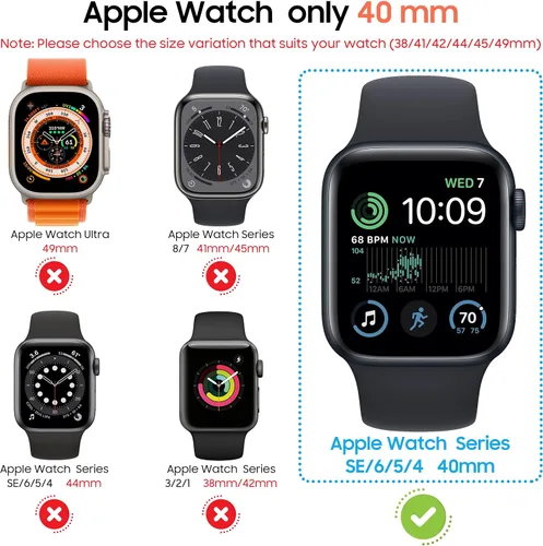 Vista 2 de Suoman para Apple Watch Protector de Pantalla de Vidrio Templado de 40 mm, [Aspecto Ultra] Funda Protectora Dura de PC para Todo el Contorno