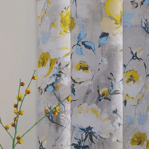 Vista 13 de MYSKY HOME Cortinas florales de 45 pulgadas de largo para sala de estar, baño, aislamiento térmico, cortina de oscurecimiento de la habitación