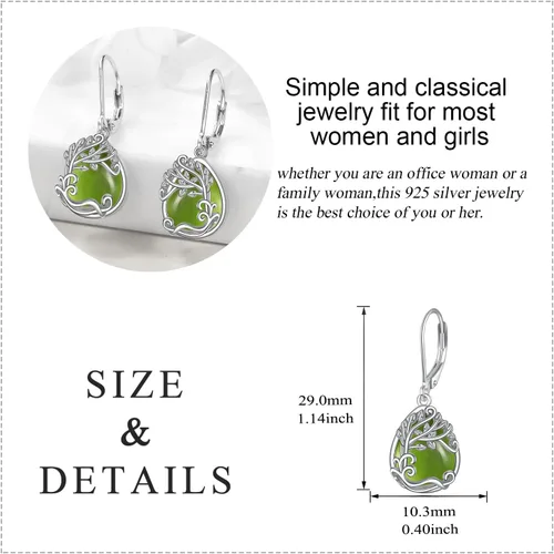 Vista 118 de Aretes colgantes con forma de lágrima de filigrana de piedra lunar de plata de ley 925 con cierre de palanca para mujer, regalos de joyería