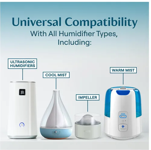 Vista 5 de Paquete de 2 gotas para humidificador para un tanque limpio - Más de 400 usos - Limpiador de humidificador de grado alimenticio - Retrasa