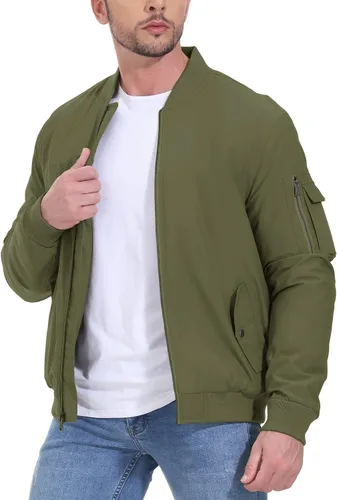 Vista 6 de Gopune Chaqueta bomber resistente al viento para hombre, abrigada y acolchada para invierno