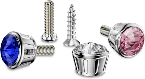 Vista 4 de Tapa de Tornillo de Perno para Placa de Matrícula de Automóvil, 4 Piezas de Cubiertas de Tornillos de Marco con Diamantes de Imitación Brillantes
