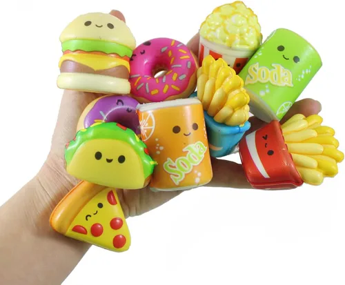 Vista 2 de Curious Minds Busy Bags 24 lindos juguetes esponjosos de micro alimentos de elevación lenta - Mini recuerdos de fiesta de espuma viscoelástica