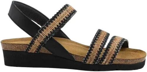 Vista 7 de Naot Kayla sandalia con taco de cuña para mujer Piel de lagarto beige
