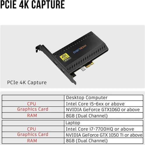 Vista 9 de Tarjeta de captura interna 4K, tarjeta de captura PCIe, HDMI, paso 4K60, latencia ultra baja para transmisión y grabación, para PS4, PS5, Xbox