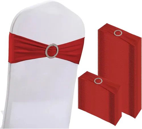 Vista 19 de WJWHQ 100 piezas de cintas elásticas de elastano con lazos para sillas, bandas de cubierta de silla con hebilla deslizante para eventos de boda