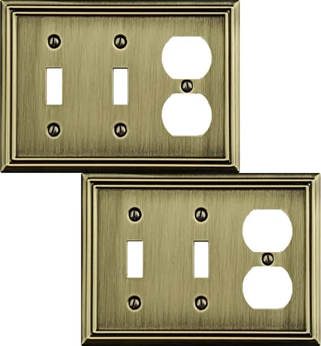 Vista 20 de OKAWYC Cubierta Individual en Blanco para Interruptor de Luz Placa de Pared de Metal Adler, Paquete de 4 Latón Antiguo 1 Gang, Cubierta