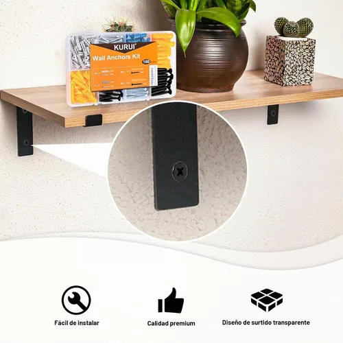 Vista 3 de KURUI Kit de anclajes para paneles de yeso con tornillos, 160 anclajes de pared de plástico y tornillos de cabeza Phillips galvanizados, 4 tamaños