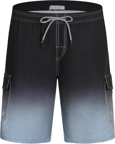 Vista 30 de APTRO Traje de baño para hombre, traje de baño de secado rápido de 9 pulgadas, trajes de baño de playa grandes y altos #15 Gris degradado