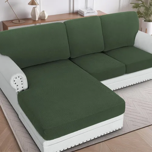 Vista 26 de H.Versailtex - Funda de sofá seccional de 1 pieza, funda deslizante para chaise con forma de L, funda de cojín separada para sofá seccional tanto