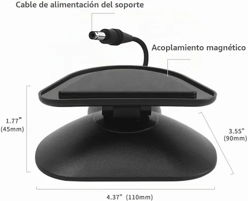 Vista 6 de Nuevo soporte de carga ajustable para Echo Show 5 (3ª generación), soporte inclinable + giratorio, rotación multiángulo, base magnética Negro