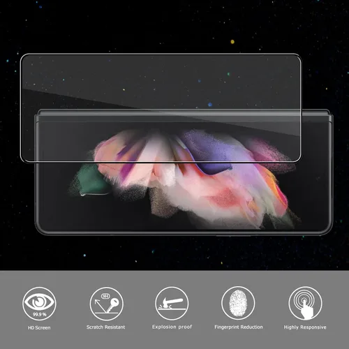 Vista 3 de Orzero Paquete de 2 protectores de pantalla de vidrio templado compatibles con Samsung Galaxy Z Fold 3 5G (no para Z Flip 3 5G), versión más pequeña