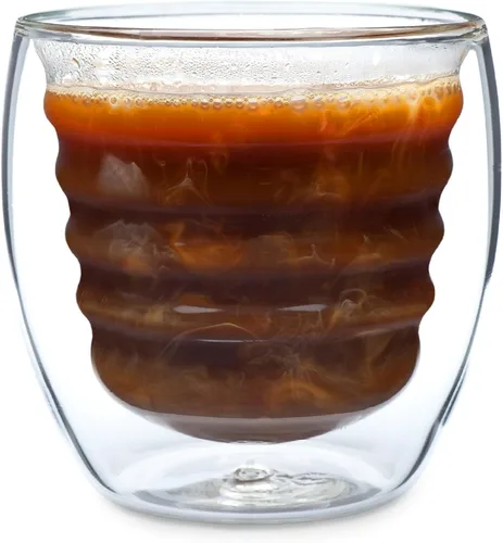 Vista 5 de Curva Artisan Series - Vasos y vasos de doble pared, juego de 4 vasos únicos de 8 onzas con aislamiento térmico