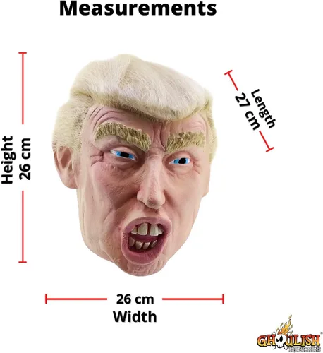 Vista 4 de Máscara de Halloween Trump con cabello para adultos, Beige