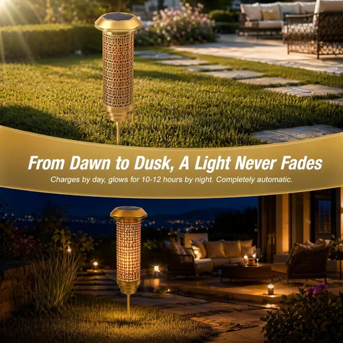 Vista 4 de Luces solares para cementerio, malla de filigrana, luces solares conmemorativas para tumba