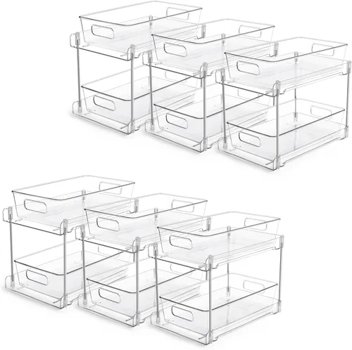 Vista 13 de Vtopmart Paquete de 2 organizadores de plástico más grandes para baño y cocina debajo del fregadero (M-superior)