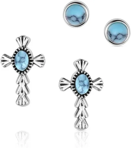 Vista 21 de Montana Silversmiths Pendientes de cruz estilo de vida occidental