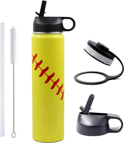Vista 9 de Botella de agua de baloncesto de 12 onzas, botella de agua deportiva aislada al vacío de acero inoxidable con popote y 2 tapas, botella de agua