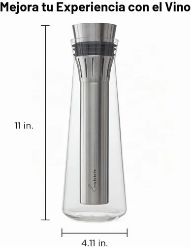 Vista 2 de Rabbit Jarra enfriadora de vino de vidrio enfría y airea vino 25.4 fl oz de capacidad