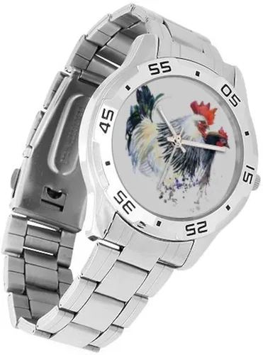 Vista 3 de InterestPrint Reloj de pulsera tradicional de acero inoxidable con pintura de tinta oriental para hombre