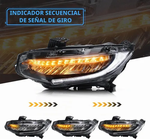 Vista 3 de VLAND Faros delanteros compatibles con Honda Civic 2016-2021 con señal de giro secuencial