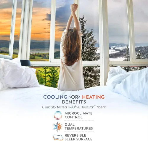 Vista 2 de PureCare RT512 Reversatemp - Protector de almohada de doble temperatura, frío/cálido, Queen, color blanco