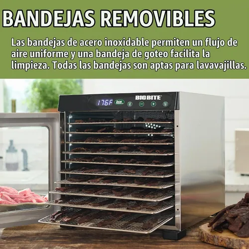 Vista 4 de LEM Productos BigBite Deshidratador de 10 bandejas de acero inoxidable