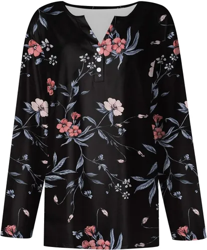 Vista 2 de Trajes navideños para mujer 2023 de manga larga con botones, camisetas con estampado V Nevk, traje ligero