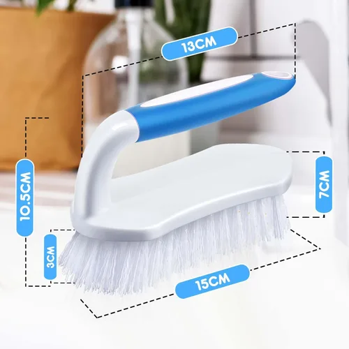 Vista 2 de Lallisa 12 piezas de cepillos para limpieza con mango, cómodo de agarrar, resistentes, flexibles y rígidas, cepillos a granel para ducha, baño, verde