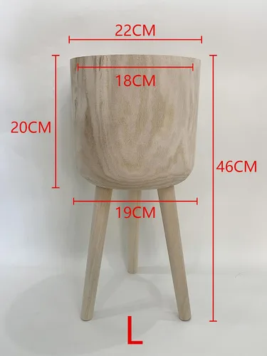 Vista 5 de RISEON - Maceta de madera moderna de mediados de siglo hecha a mano, soporte rústico para plantas de interior, maceta grande (grande)