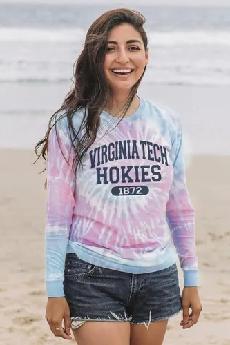 Vista 10 de Blue 84 Camiseta de manga larga con licencia oficial de la NCAA para mujer, teñido anudado