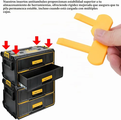 Vista 3 de Insertos antitambaleo compatibles con cajas de cajones de almacenamiento de herramientas Dewalt Toughsystem 2.0, paquete de 8 insertos de diseño