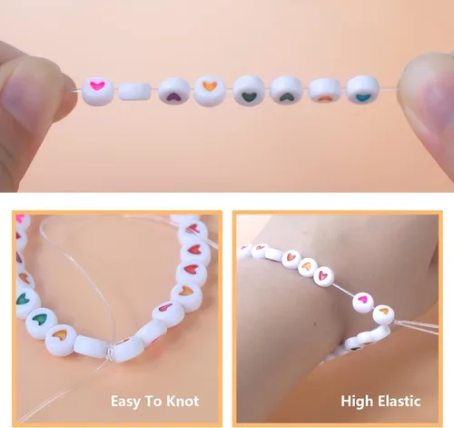 Vista 6 de Cuerda elástica de 0.031 in, alambre de pesca transparente para colgar, cordón elástico de cristal de 39.4 pies para pulseras, abalorios, joyas