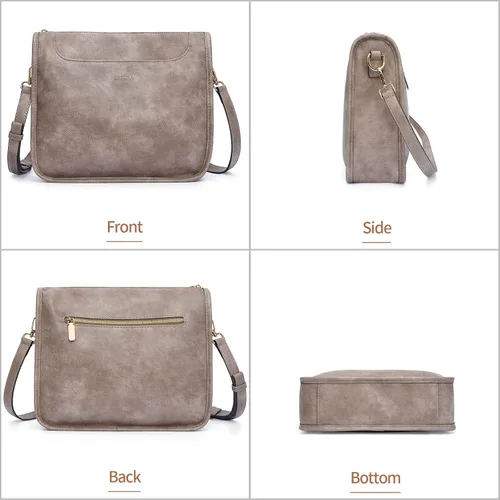 Vista 5 de Bolsos cruzados para mujer, de cuero vegano a la moda, con 2 correas ajustables, bolsos de hombro para mujer