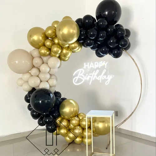Vista 7 de Paready - Globos negros y dorados, 60 globos de 12 pulgadas de confeti dorado, globos de látex para fiestas con cintas para cumpleaños, graduación