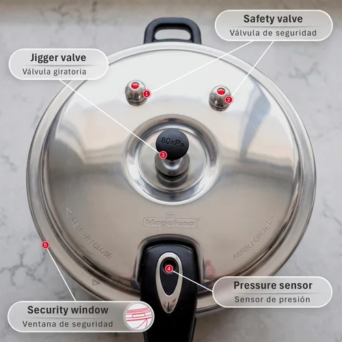Vista 6 de MAGEFESA Avant - Olla a presión de aluminio de 6.2 cuartos de galón, compatible con estufas de gas, eléctricas y cerámicas, olla a presión