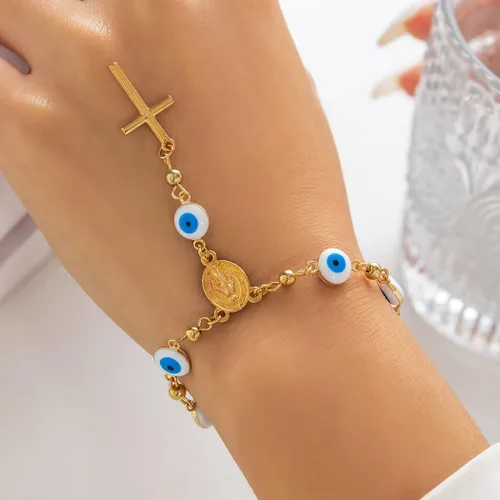 Vista 5 de Collar de ojos malvados, collares de oro, amuleto turco, collar de la suerte, accesorios para mujer, Metal