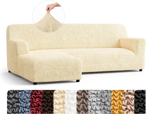 Vista 20 de PAULATO BY GA.I.CO. Funda de sofá modular, funda para sofá chaise longue en forma de L, fundas lavables para sofá esquinero, funda elástica de Gris