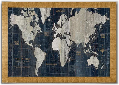 Vista 11 de Lienzo enmarcado para pared, diseño de mapa del viejo mundo azul
