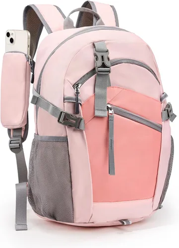Vista 12 de Mochila de senderismo para mujeres y hombres de 20 litros con bolsillo extraíble para teléfono, mochila de viaje ligera pequeña mochila