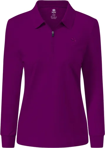 Vista 20 de JINSHI Polo de golf para mujer, de manga larga, con cremallera, deportiva, de secado rápido, atlética, casual, ajustada