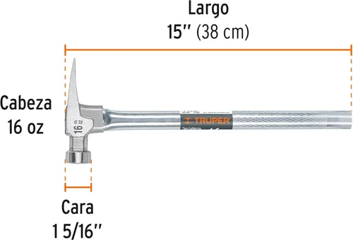 Vista 3 de Truper 10643 / MORCA-16T - 16 oz, tubular, martillo rascador California