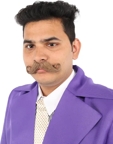Vista 2 de Cabello humano para hombre, bigote, cosplay, pelo facial Marrón