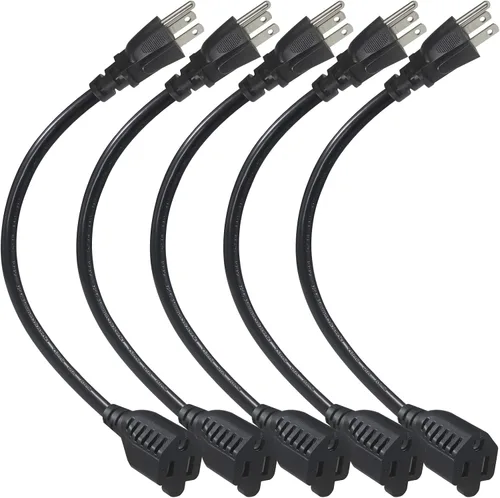 Vista 8 de Cable de extensión de alimentación corto de 1 pie de 1 pie – Cable de extensión corto de 3 clavijas para interiores SJT 16 AWG resistente cable