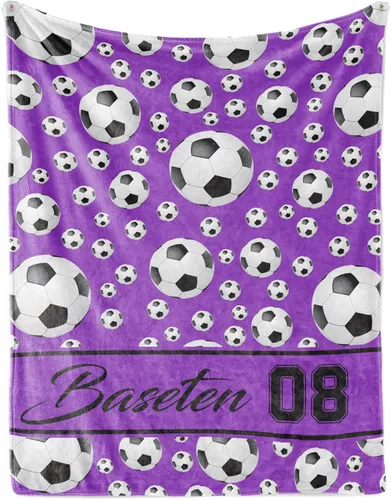 Vista 11 de Manta de fútbol personalizada con nombre, mantas personalizadas suaves para deportes de fútbol, mantas de cama verde, regalo personalizado