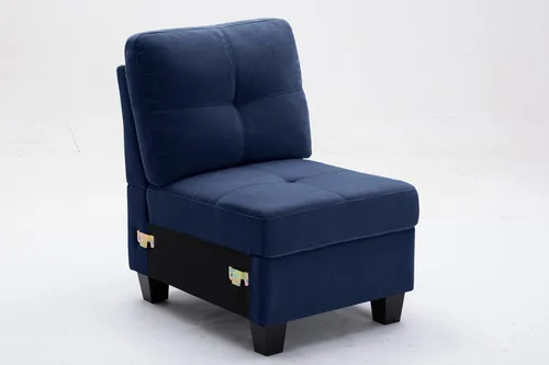 Vista 5 de Sofá modular de 5 asientos con otomana de almacenamiento, juego de muebles de sala de estar en forma de L y U para espacios pequeños, espuma