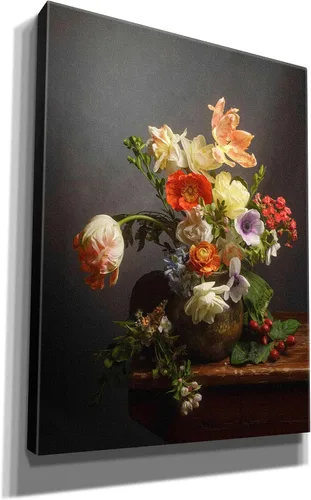 Vista 2 de Epic Graffiti Leah McLean - Lienzo decorativo para pared, diseño de "A Study On Tulips", 12 x 16 pulgadas