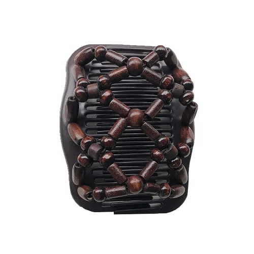 Vista 3 de Peines laterales mágicos para el cabello para mujer, con cuentas de madera, elásticos, doble cabello, clips para hacer moños, accesorios