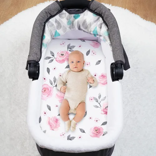 Vista 2 de PHF Juego de 2 sábanas de moisés 100% algodón, suaves, transpirables, cómodas, para bebés, niñas y niños, sábanas de alta calidad que se adaptan a