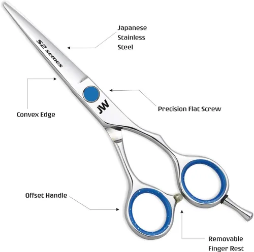 Vista 2 de JW Shears Combo de cizalla y diluyente serie S2 - Incluye estuche y peine gratis (5.0 pulgadas)